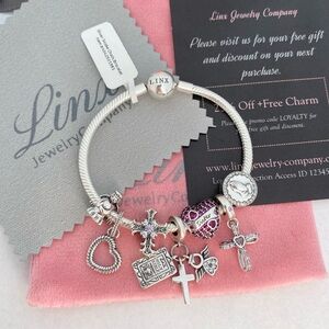 Linx Snake Chain Bracelet with Religious Sister Themed Charms